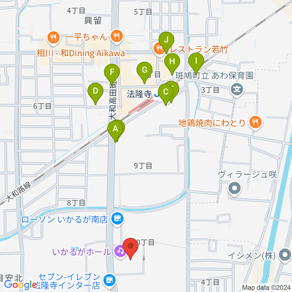 いかるがホール周辺の駐車場・コインパーキング一覧地図