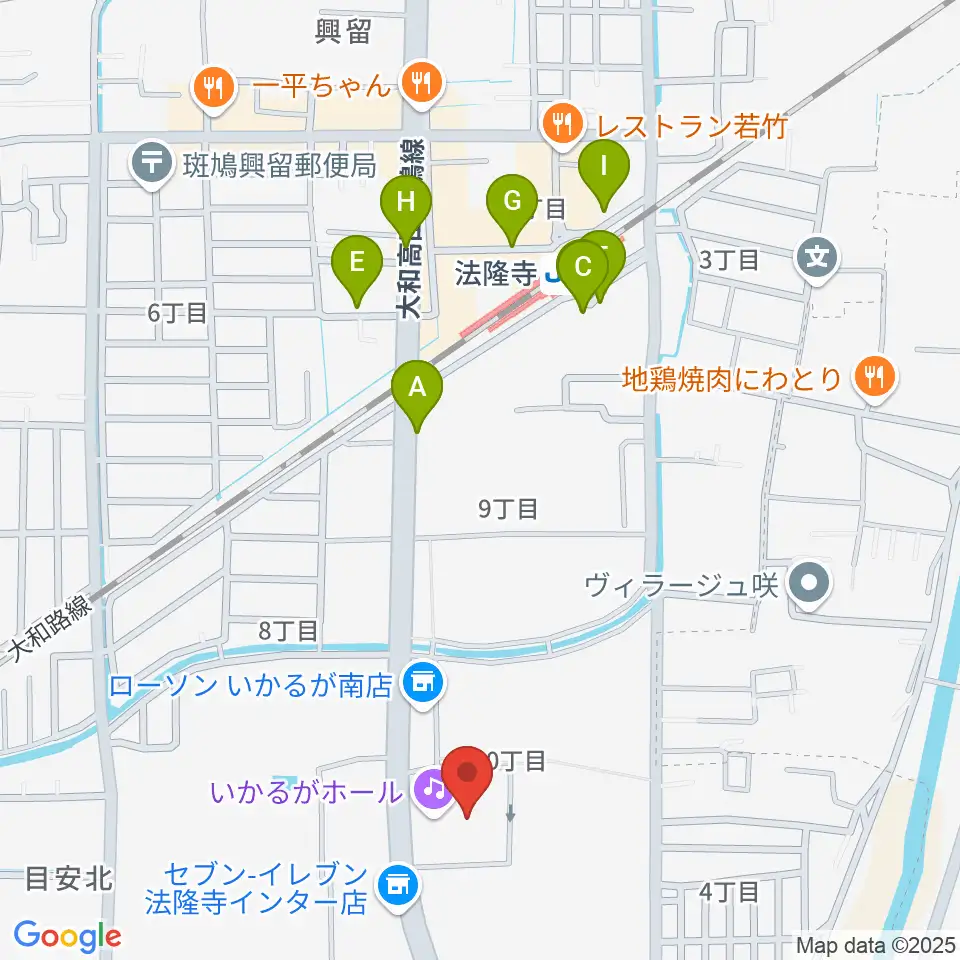 いかるがホール周辺の駐車場・コインパーキング一覧地図