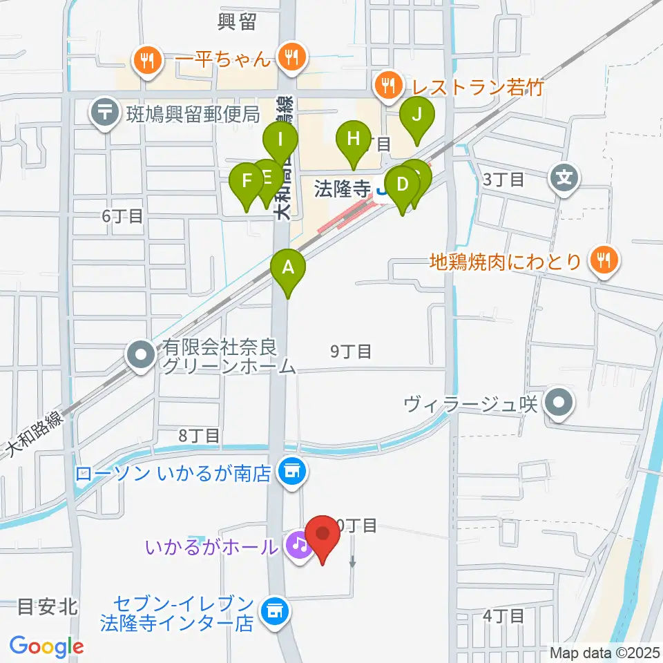 いかるがホール周辺の駐車場・コインパーキング一覧地図