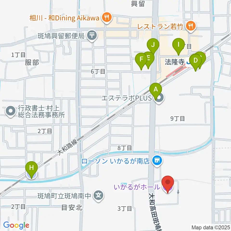 いかるがホール周辺の駐車場・コインパーキング一覧地図