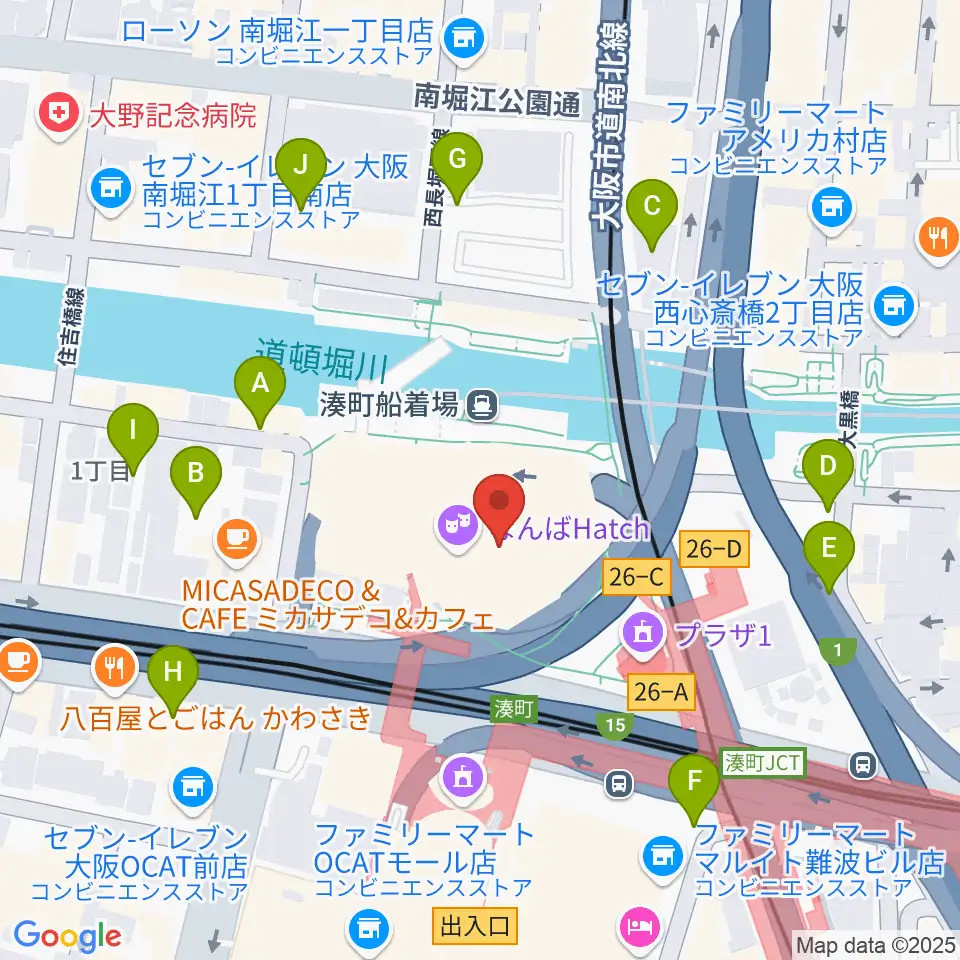 なんばハッチ周辺の駐車場・コインパーキング一覧地図