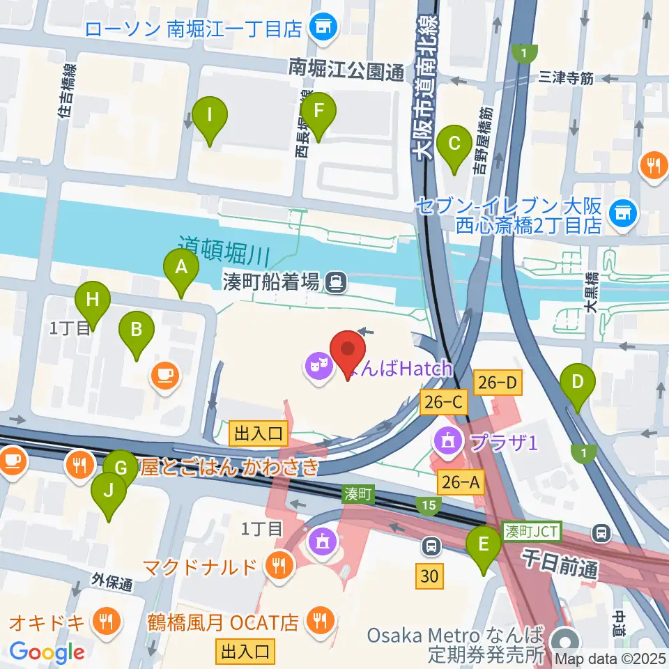 なんばハッチ周辺の駐車場・コインパーキング一覧地図