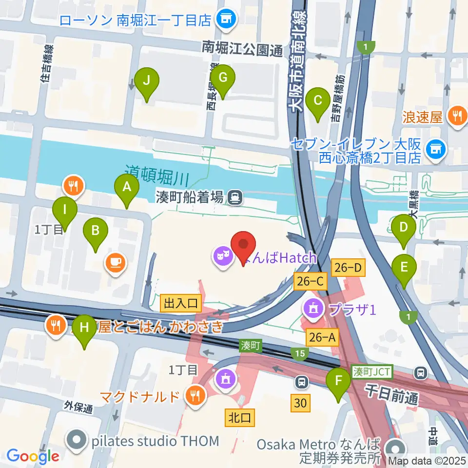 なんばハッチ周辺の駐車場・コインパーキング一覧地図