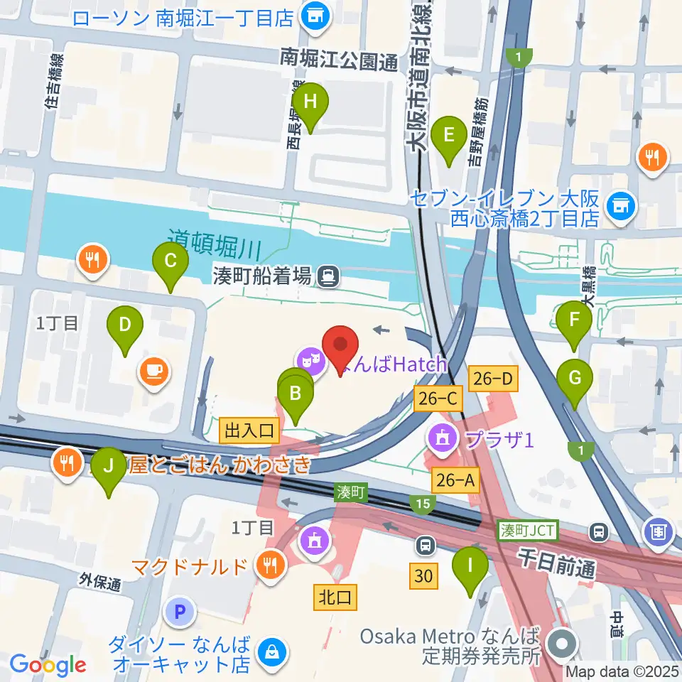 なんばハッチ周辺の駐車場・コインパーキング一覧地図