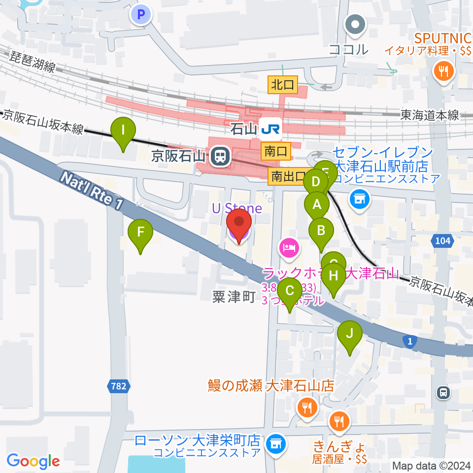 滋賀ユーストン周辺の駐車場・コインパーキング一覧地図