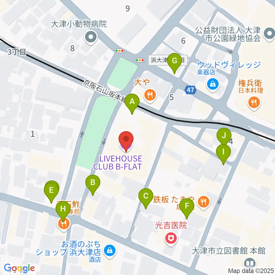 滋賀B-FLAT周辺の駐車場・コインパーキング一覧地図
