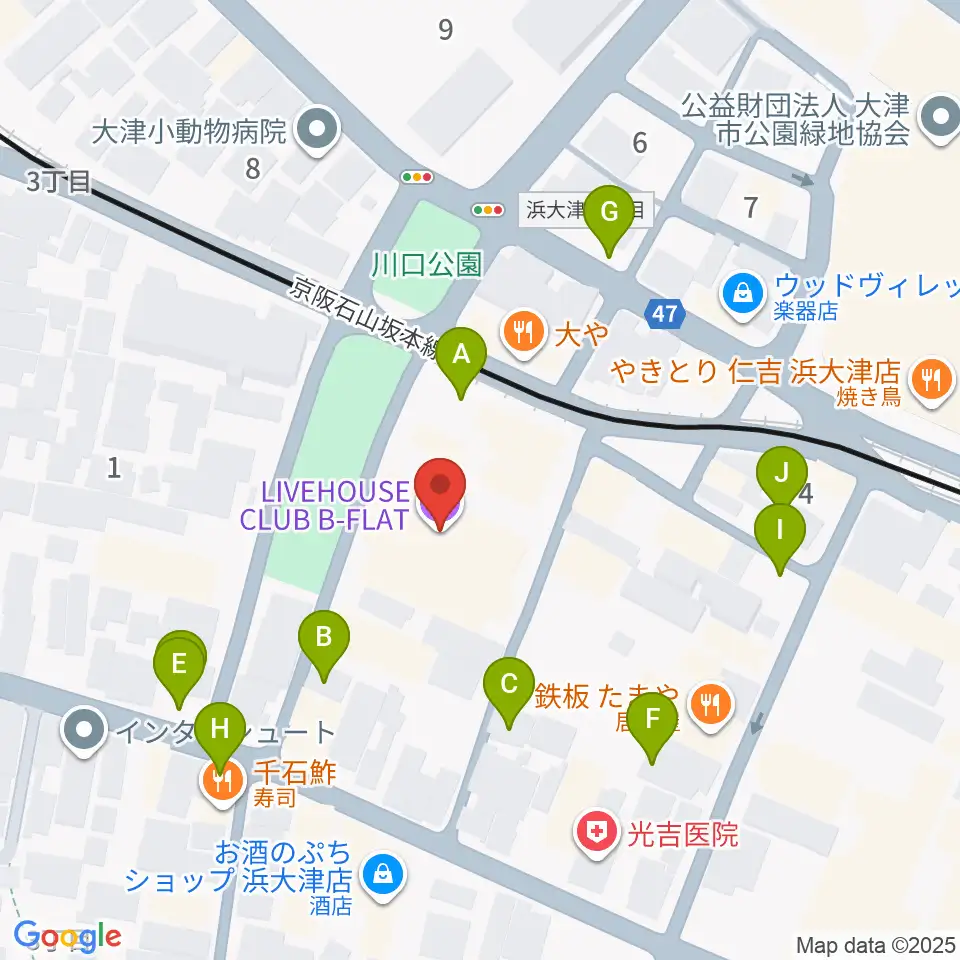 滋賀B-FLAT周辺の駐車場・コインパーキング一覧地図