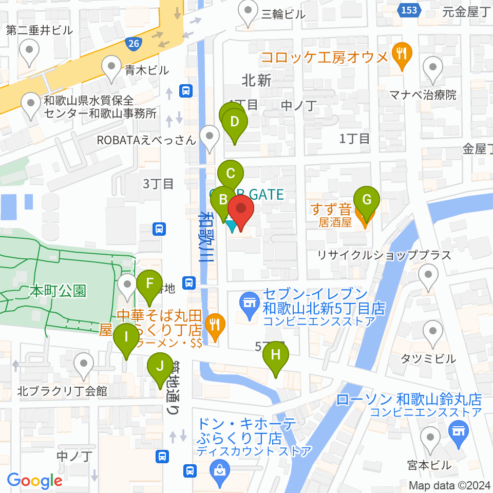 和歌山CLUB GATE周辺の駐車場・コインパーキング一覧地図
