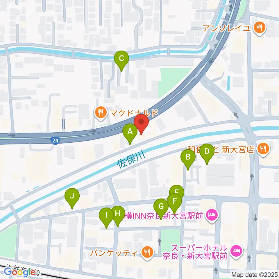 奈良ネバーランド周辺の駐車場・コインパーキング一覧地図