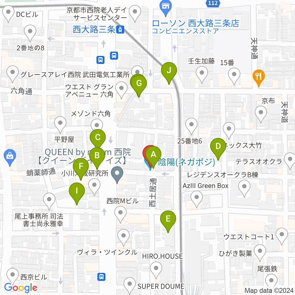 西院ネガポジ周辺の駐車場・コインパーキング一覧地図