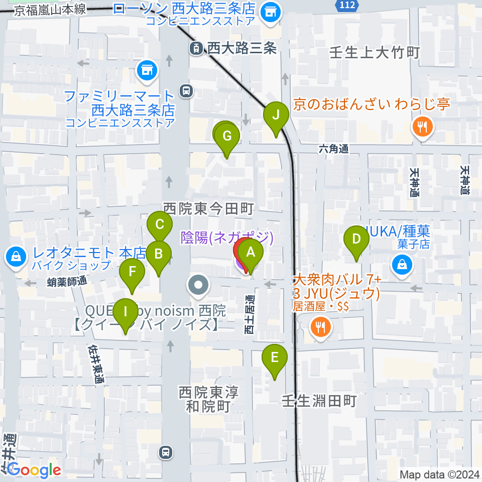 西院ネガポジ周辺の駐車場・コインパーキング一覧地図