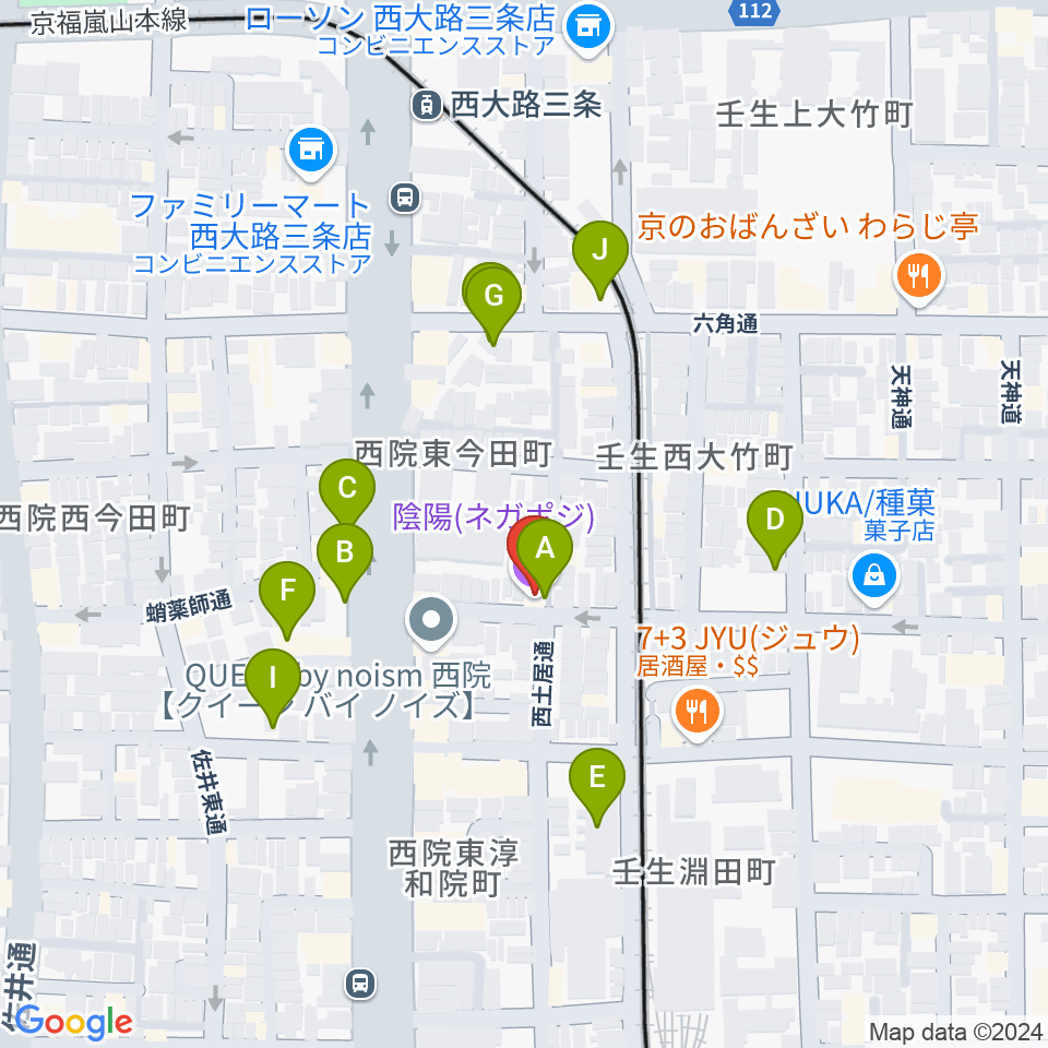 西院ネガポジ周辺の駐車場・コインパーキング一覧地図