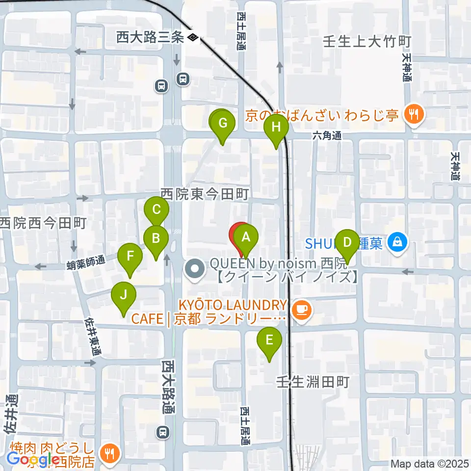 西院ネガポジ周辺の駐車場・コインパーキング一覧地図