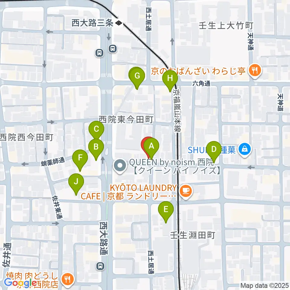 西院ネガポジ周辺の駐車場・コインパーキング一覧地図