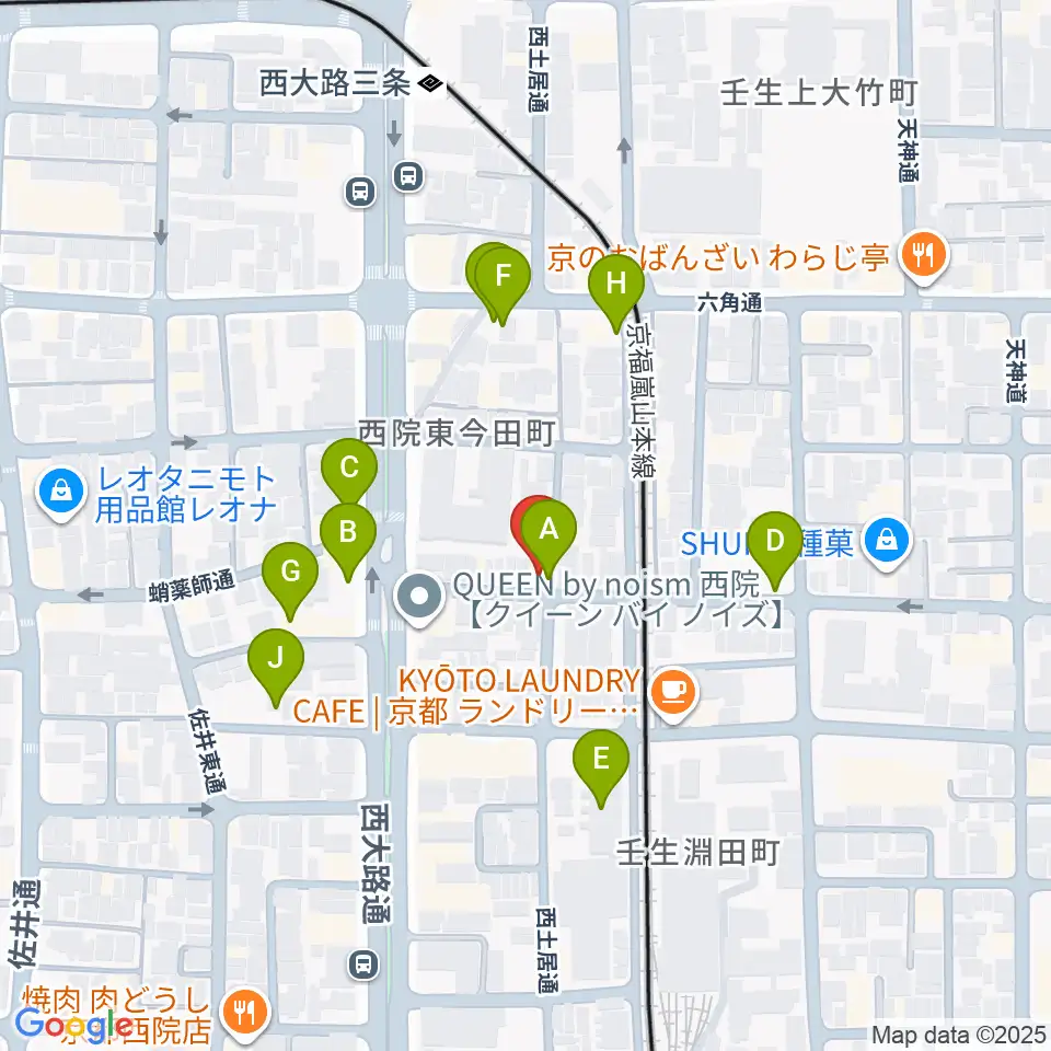 西院ネガポジ周辺の駐車場・コインパーキング一覧地図