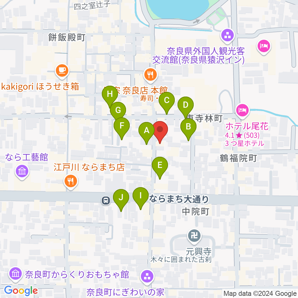 ブルーノートならまち周辺の駐車場・コインパーキング一覧地図