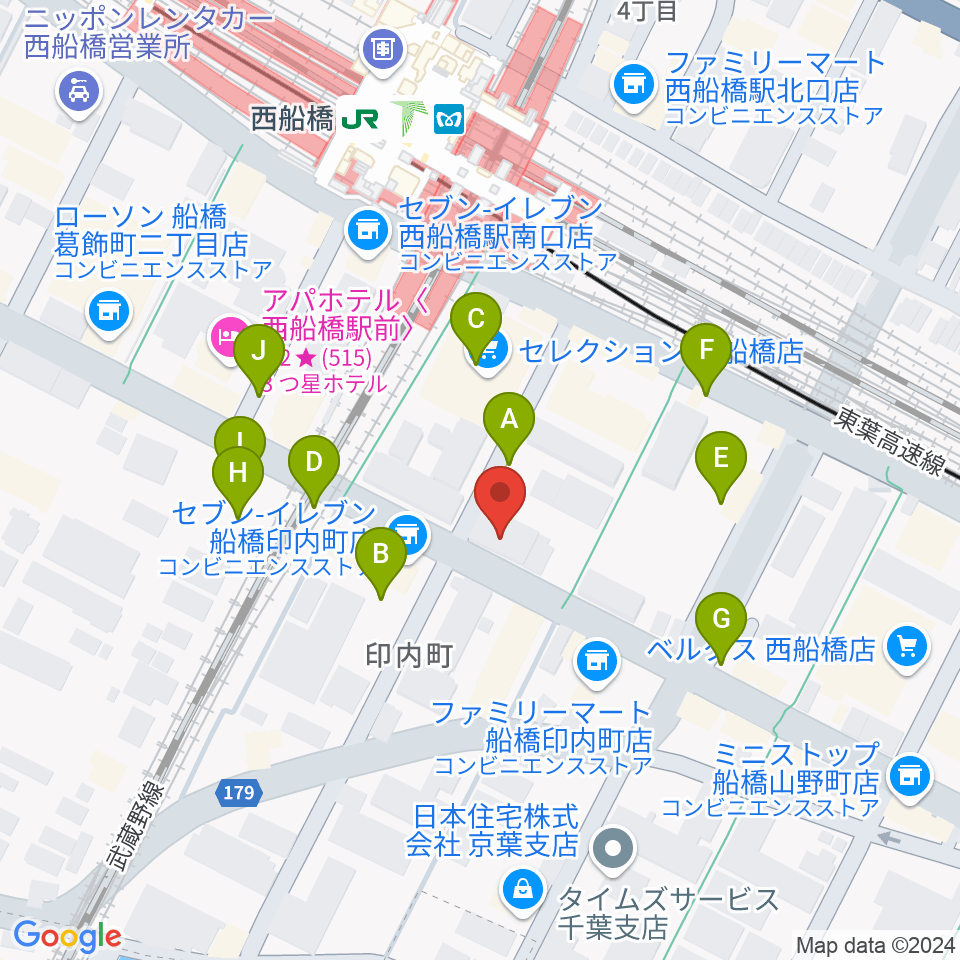 スタジオサン西船橋店周辺の駐車場・コインパーキング一覧地図