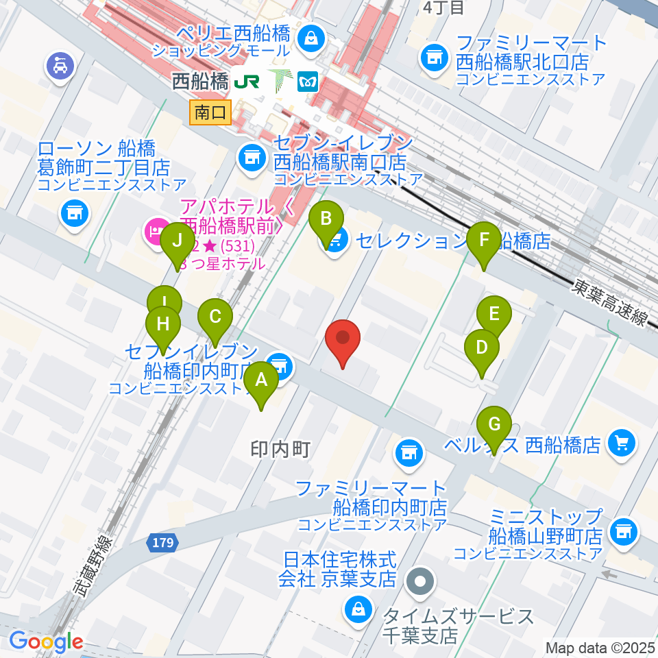 スタジオサン西船橋店周辺の駐車場・コインパーキング一覧地図