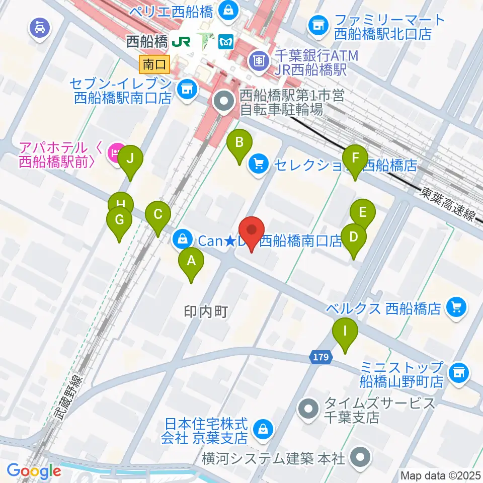 スタジオサン西船橋店周辺の駐車場・コインパーキング一覧地図