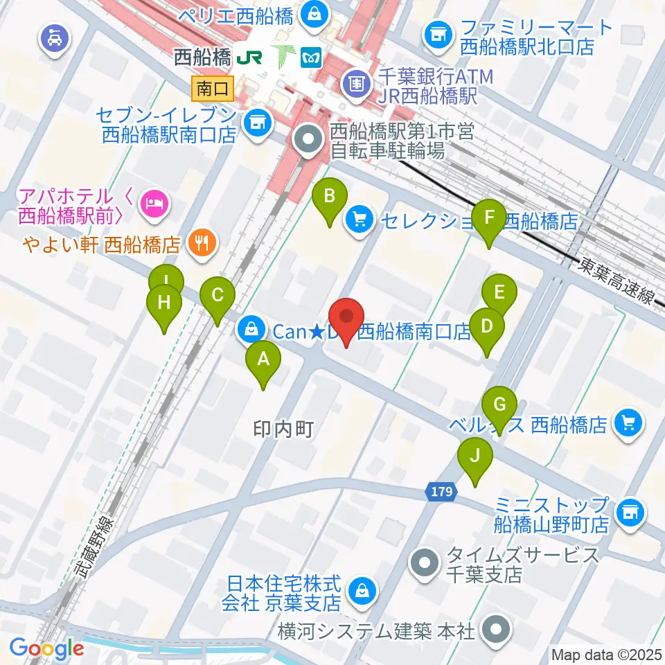 スタジオサン西船橋店周辺の駐車場・コインパーキング一覧地図