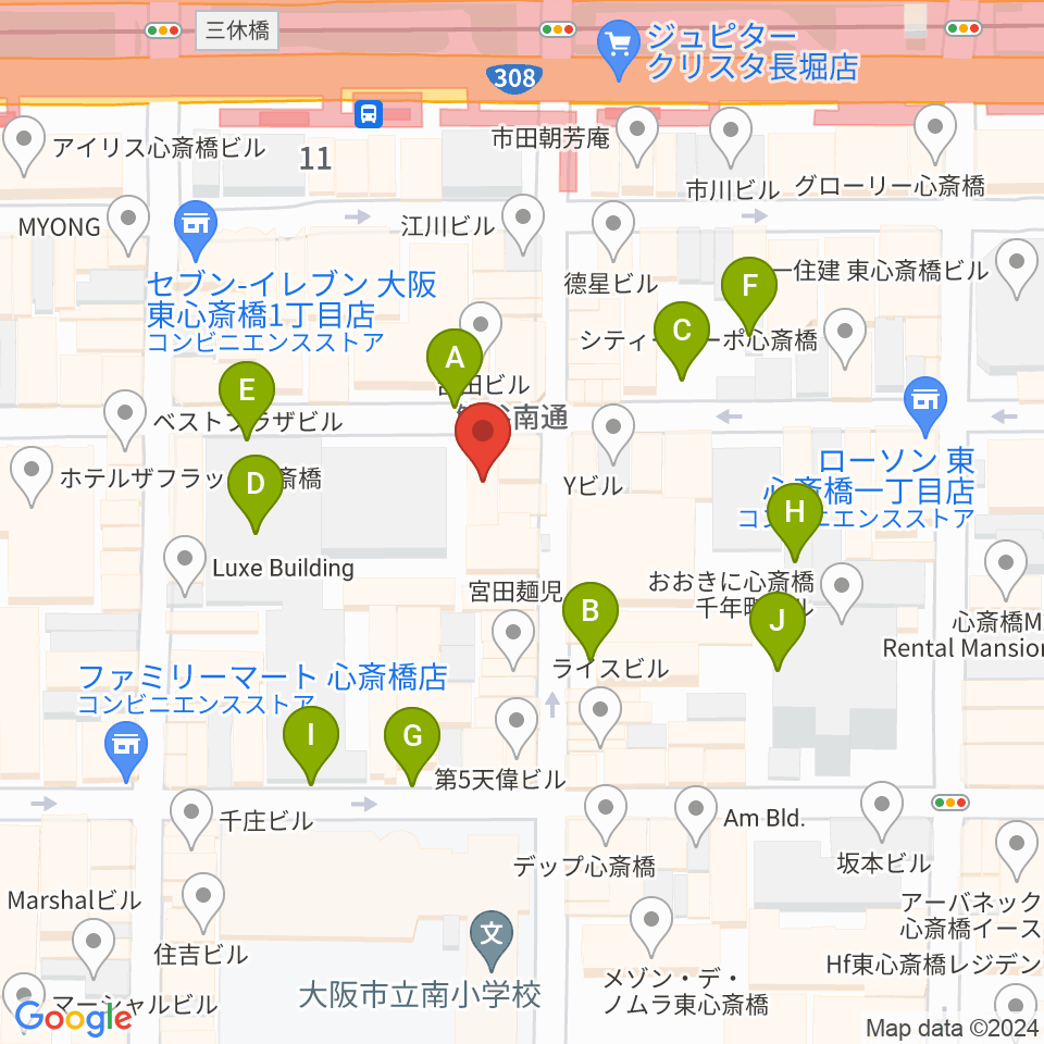 心斎橋CLUB STOMP周辺の駐車場・コインパーキング一覧地図