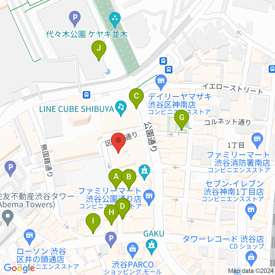 渋谷公園通りBODY&SOUL周辺の駐車場・コインパーキング一覧地図