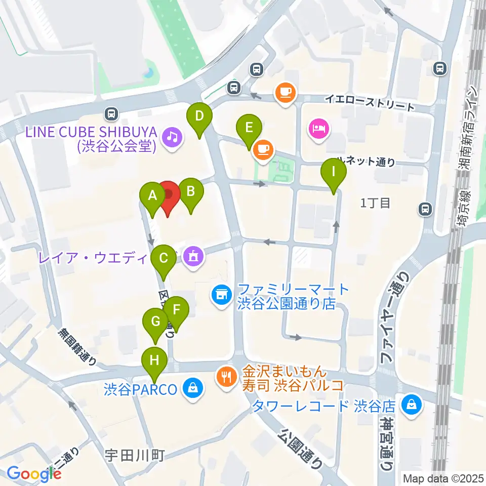 渋谷公園通りBODY&SOUL周辺の駐車場・コインパーキング一覧地図