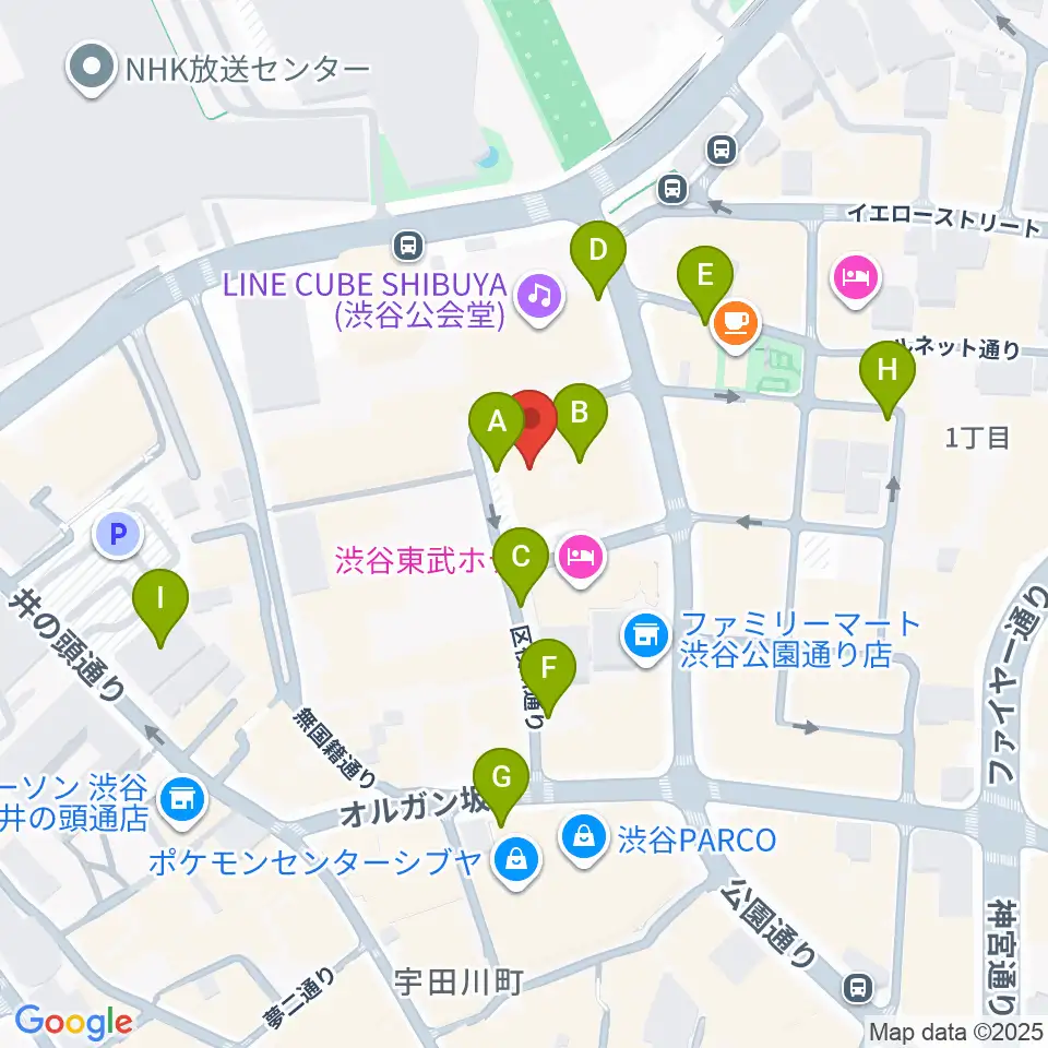 渋谷公園通りBODY&SOUL周辺の駐車場・コインパーキング一覧地図