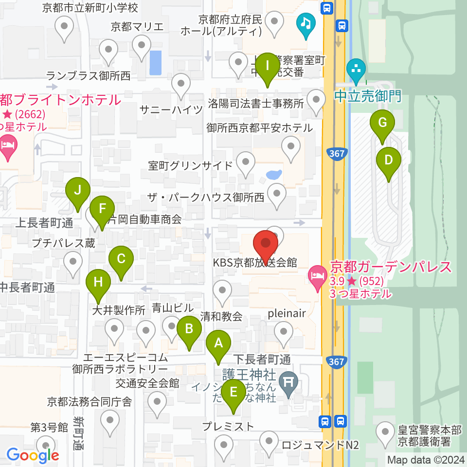 京都KBSホール周辺の駐車場・コインパーキング一覧地図