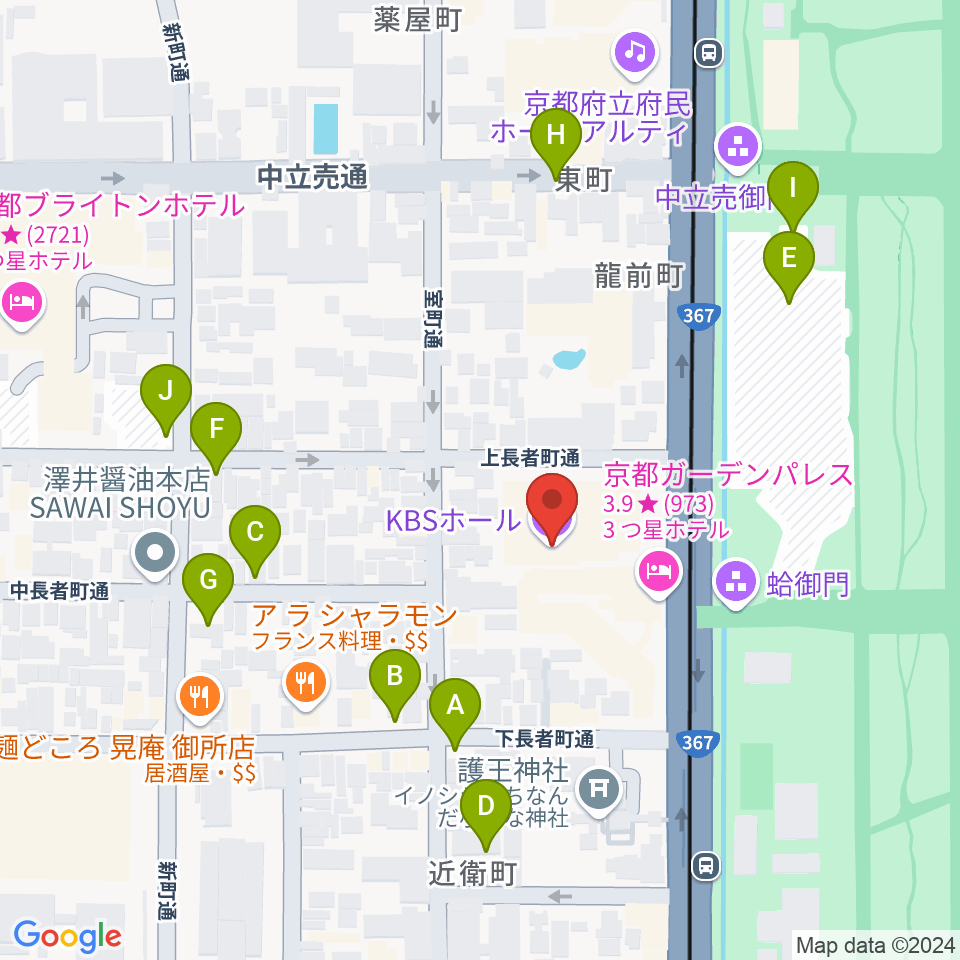 京都KBSホール周辺の駐車場・コインパーキング一覧地図