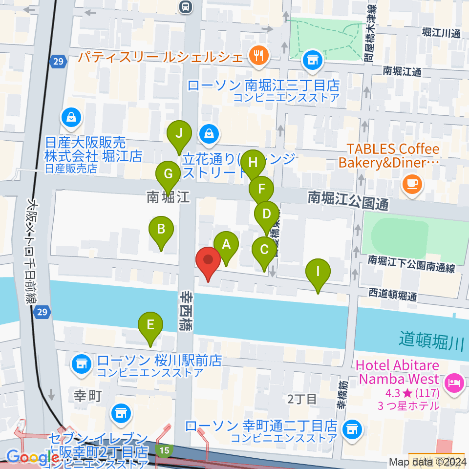 南堀江エンヴァイロメントゼロジー周辺の駐車場・コインパーキング一覧地図