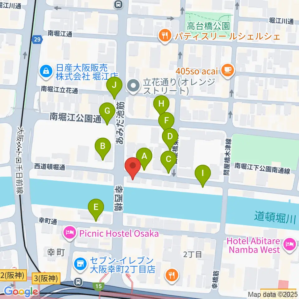 南堀江エンヴァイロメントゼロジー周辺の駐車場・コインパーキング一覧地図