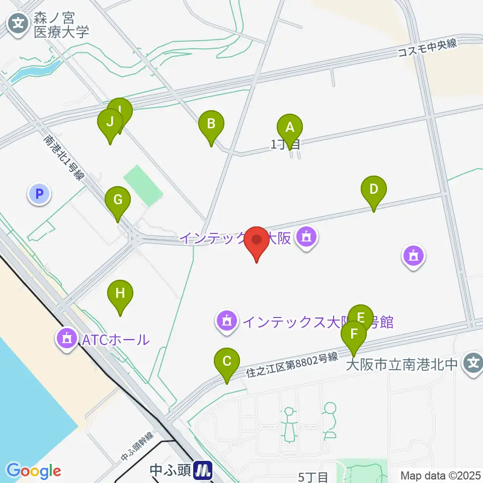 インテックス大阪5号館周辺の駐車場・コインパーキング一覧地図