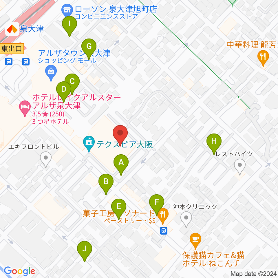 テクスピア大阪周辺の駐車場・コインパーキング一覧地図