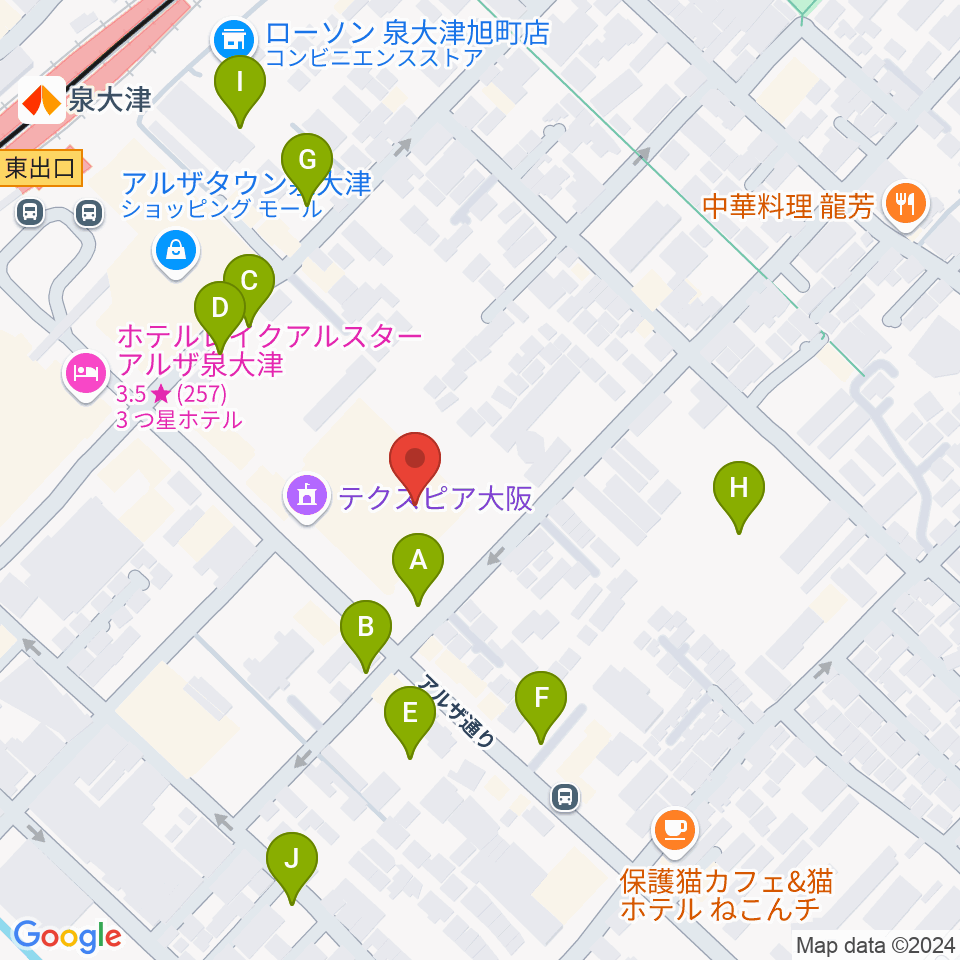 テクスピア大阪周辺の駐車場・コインパーキング一覧地図