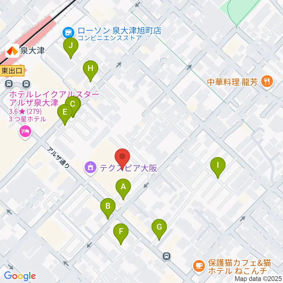 テクスピア大阪周辺の駐車場・コインパーキング一覧地図