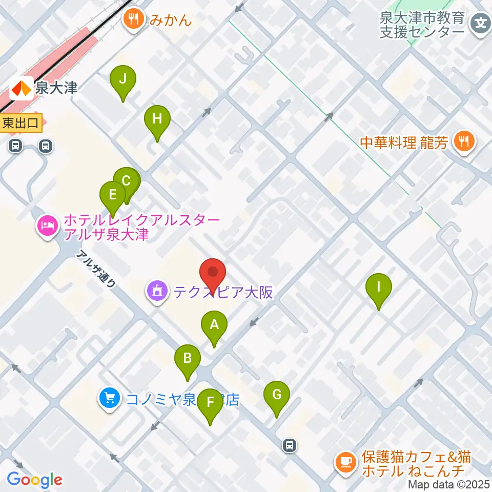 テクスピア大阪周辺の駐車場・コインパーキング一覧地図