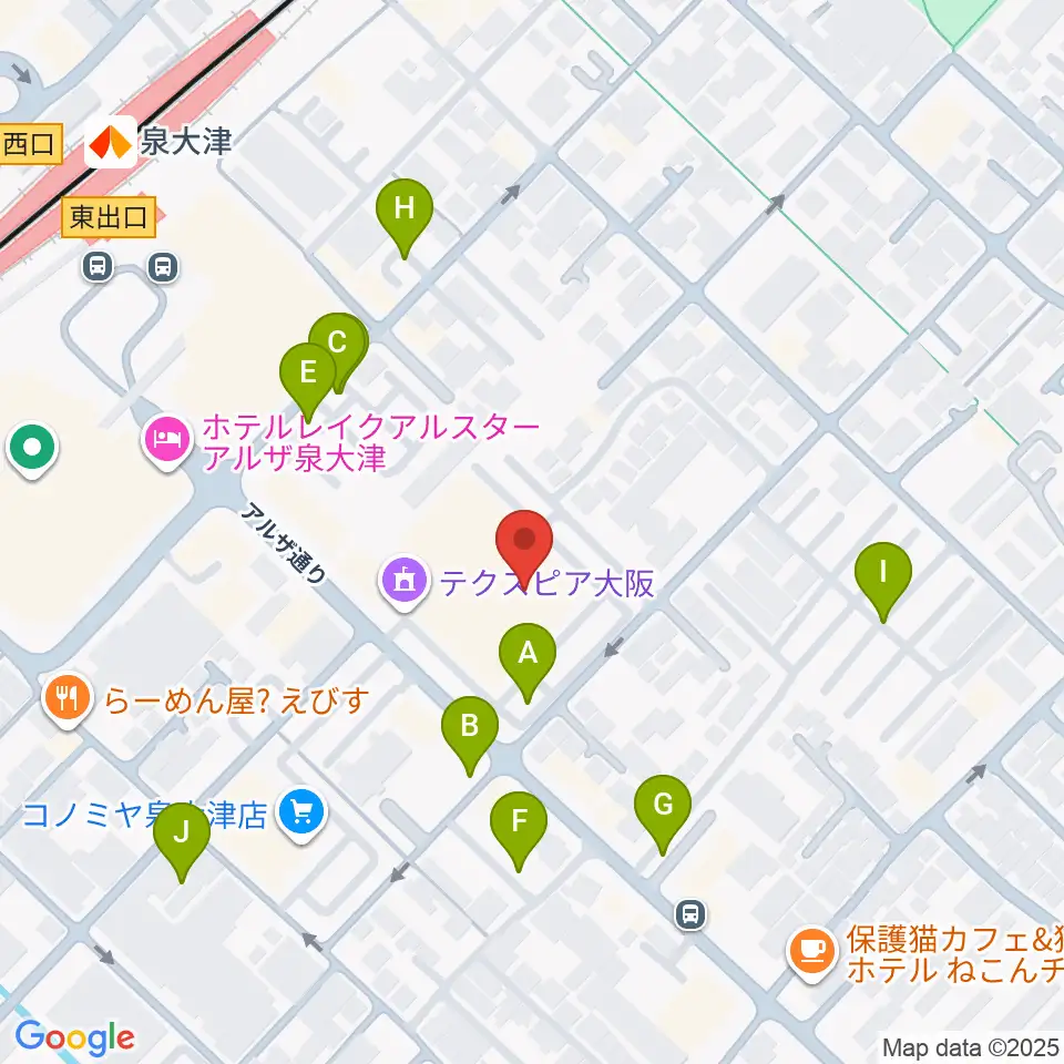 テクスピア大阪周辺の駐車場・コインパーキング一覧地図