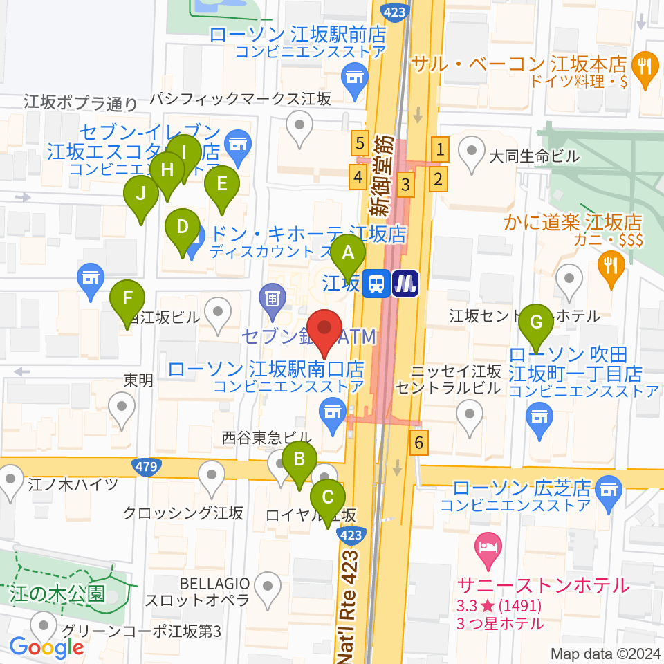 江坂GARO周辺の駐車場・コインパーキング一覧地図