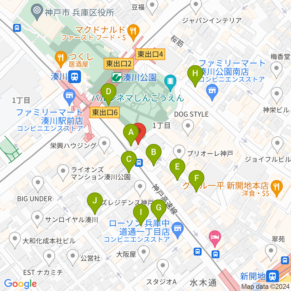 神戸湊川Cafe sun周辺の駐車場・コインパーキング一覧地図