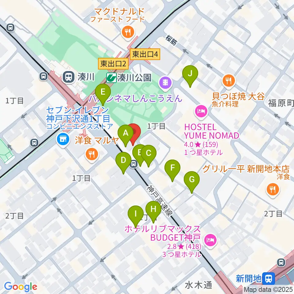 湊川Cafe sun周辺の駐車場・コインパーキング一覧地図