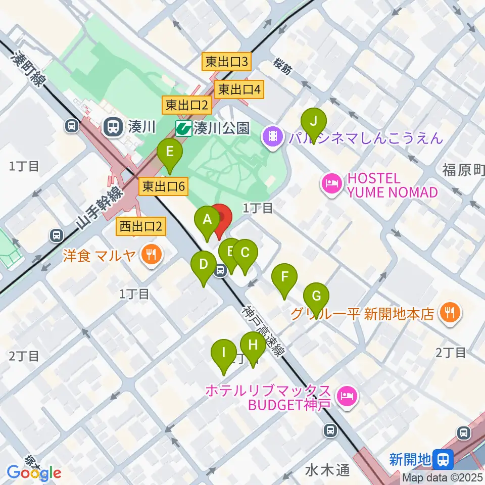 湊川Cafe sun周辺の駐車場・コインパーキング一覧地図