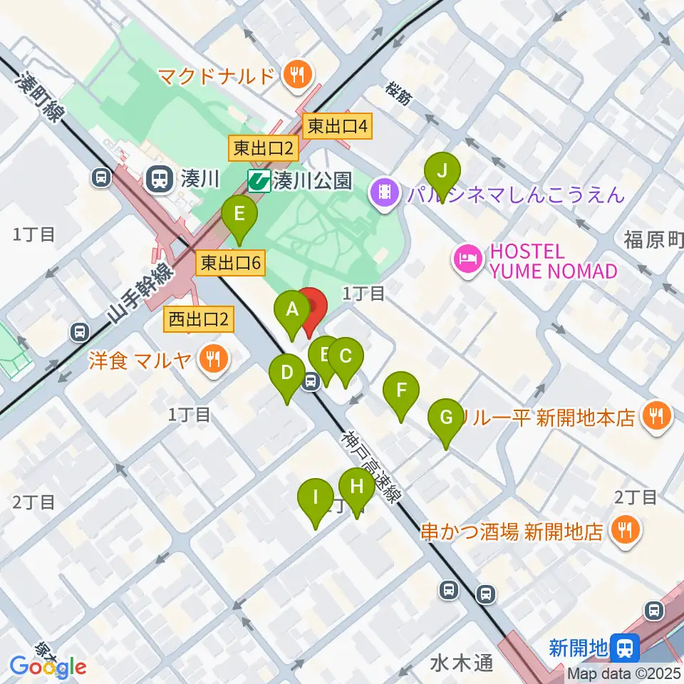 湊川Cafe sun周辺の駐車場・コインパーキング一覧地図