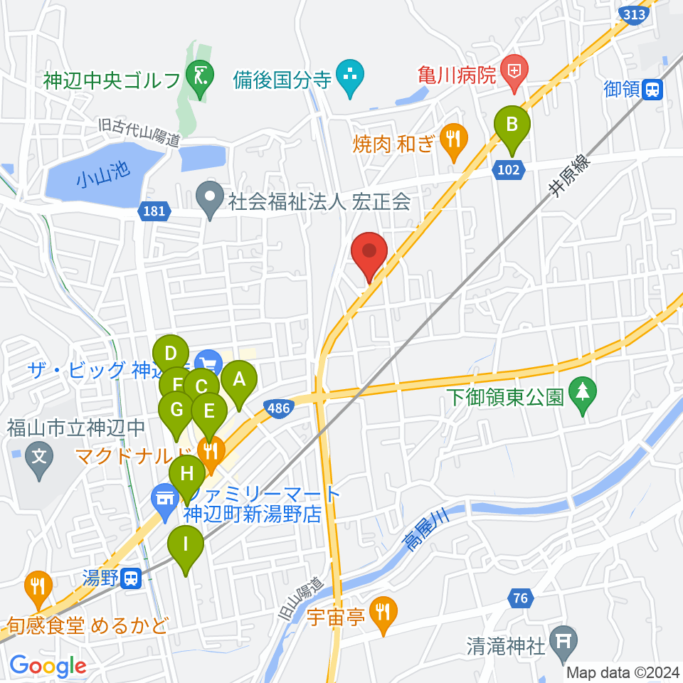 福山ハイダウェイ周辺の駐車場・コインパーキング一覧地図