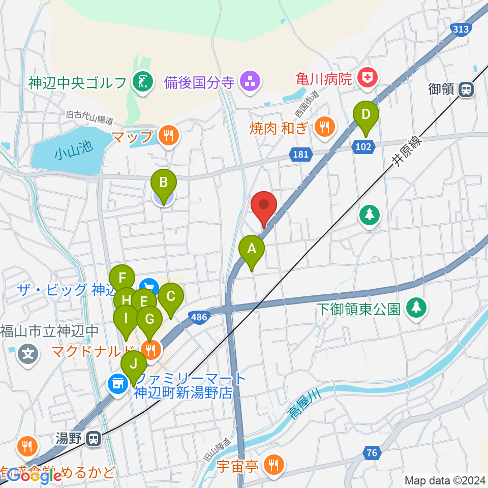 福山ハイダウェイ周辺の駐車場・コインパーキング一覧地図