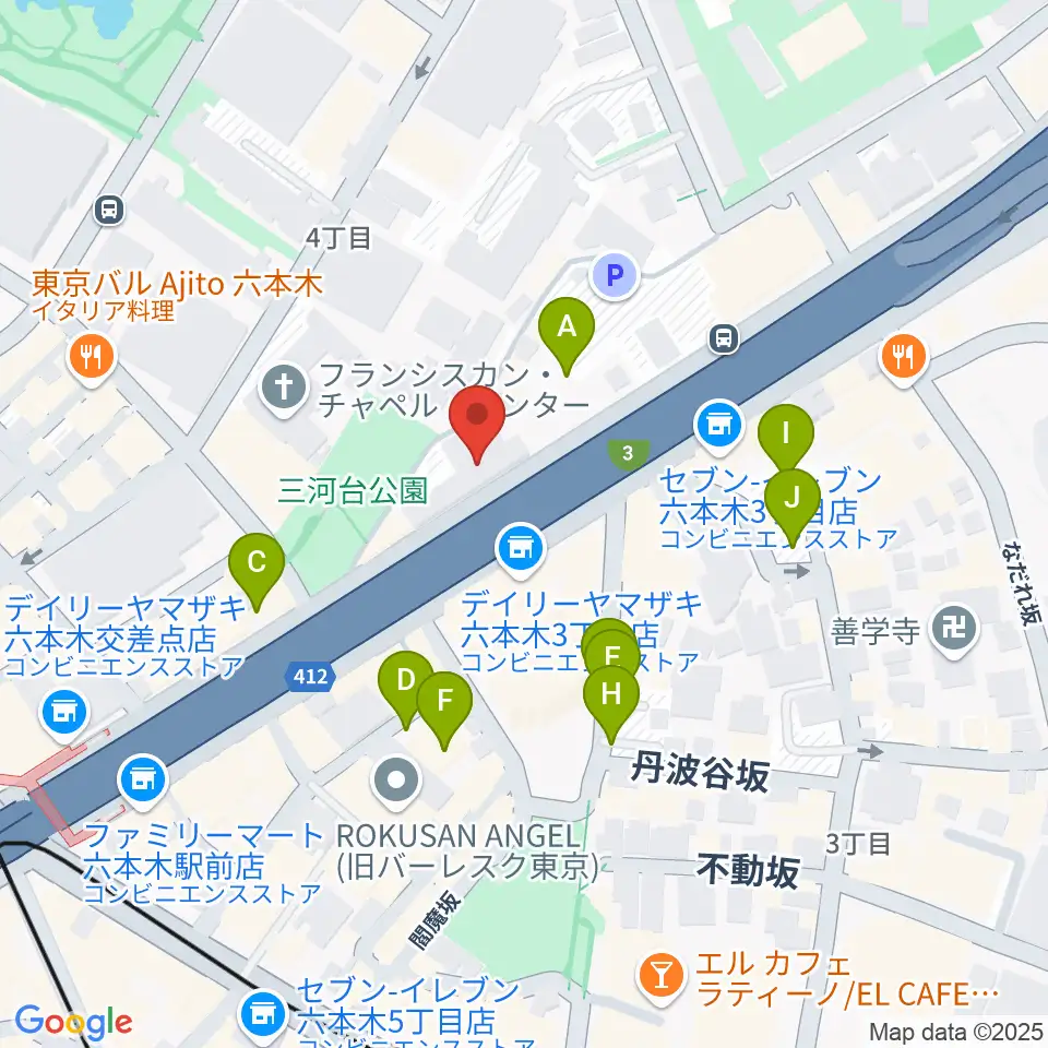 六本木ケントス周辺の駐車場・コインパーキング一覧地図