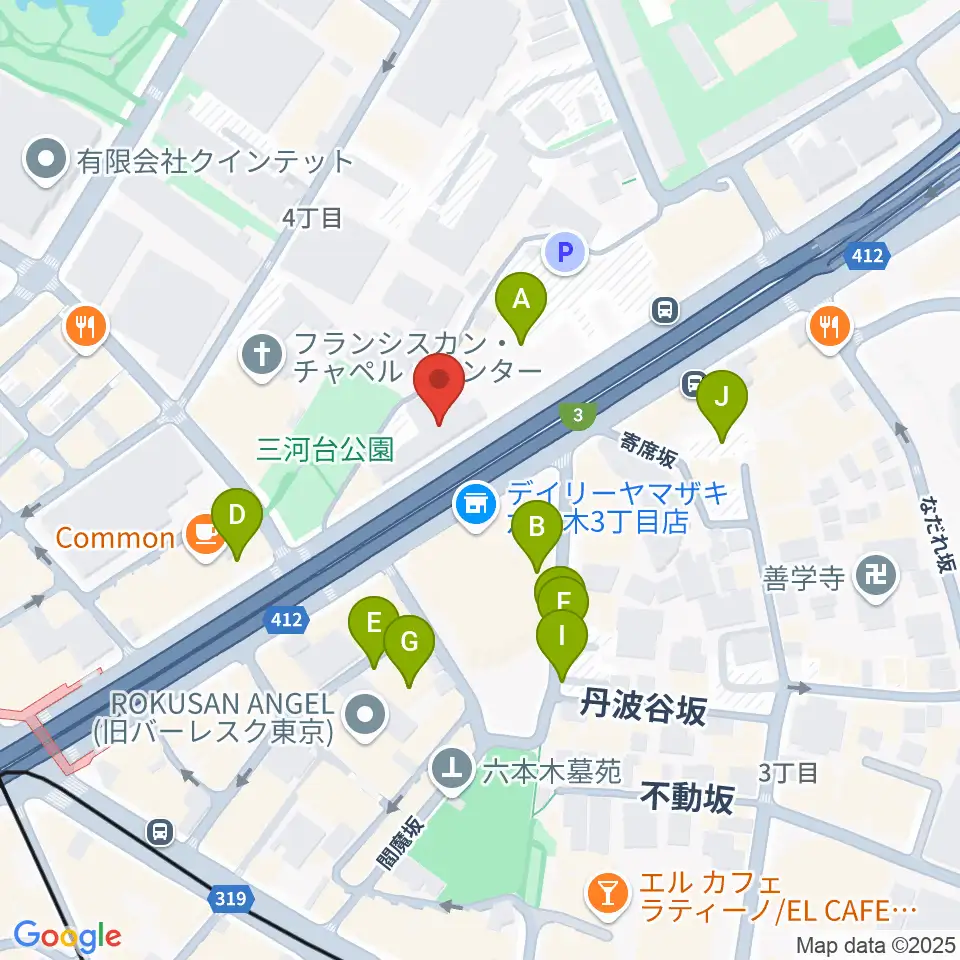 六本木ケントス周辺の駐車場・コインパーキング一覧地図