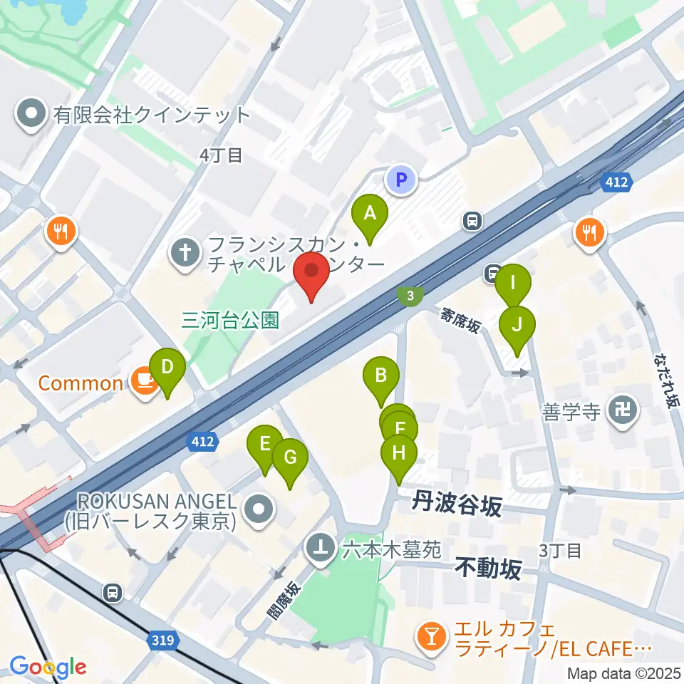 六本木ケントス周辺の駐車場・コインパーキング一覧地図