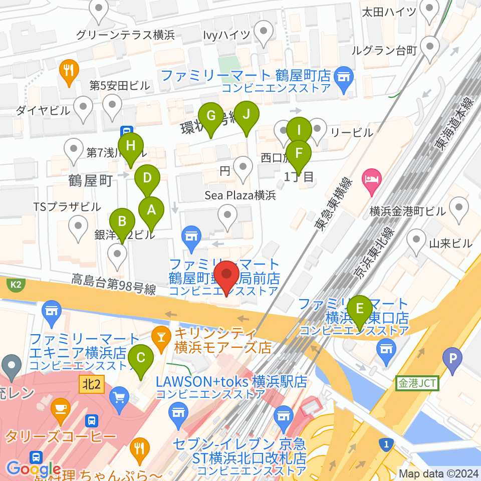 横浜ケントス周辺の駐車場・コインパーキング一覧地図