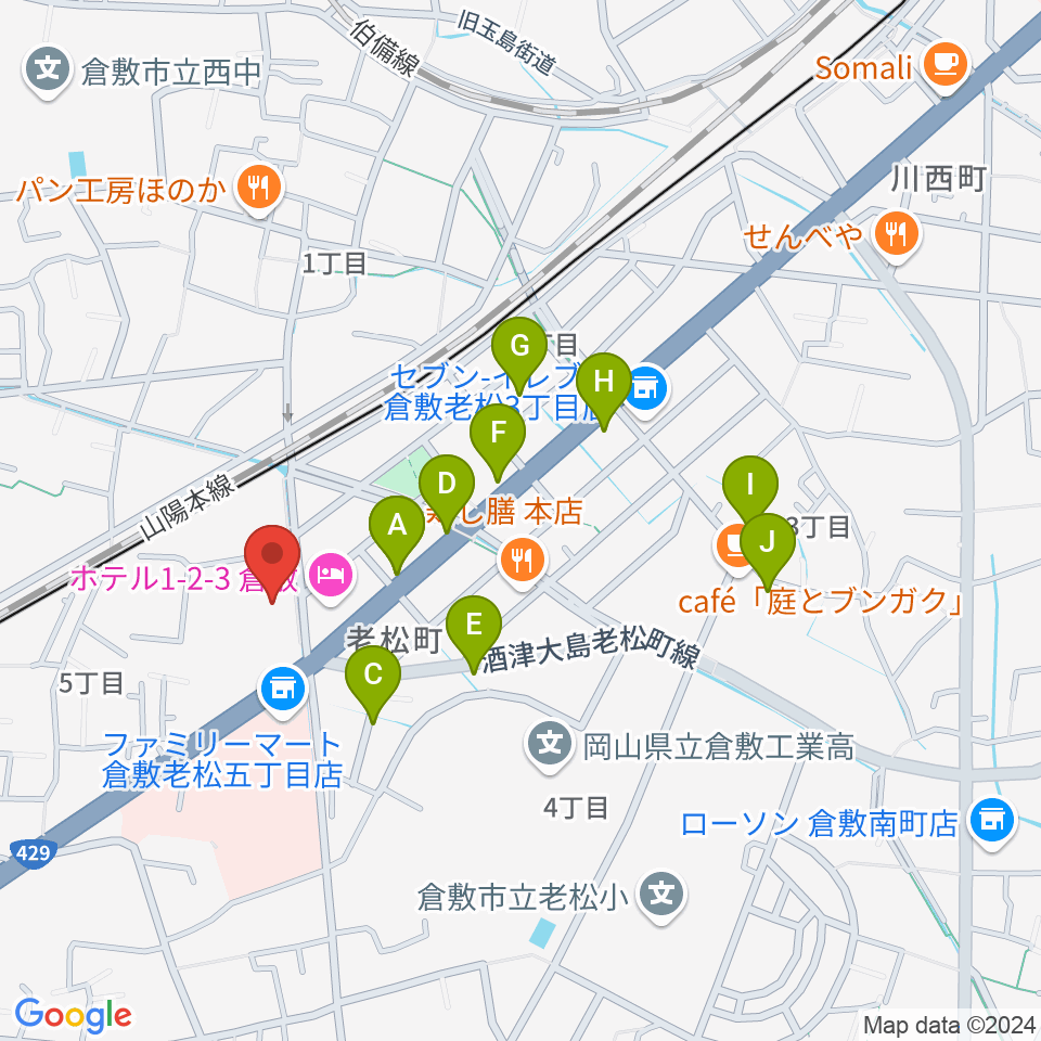 倉敷レッドボックス周辺の駐車場・コインパーキング一覧地図